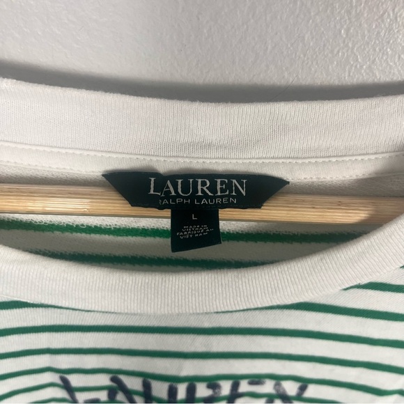 LAUREN RALPH LAUREN Women's Striped French Terry Sweatshirt Top TEDO size large - Picture 2 of 6